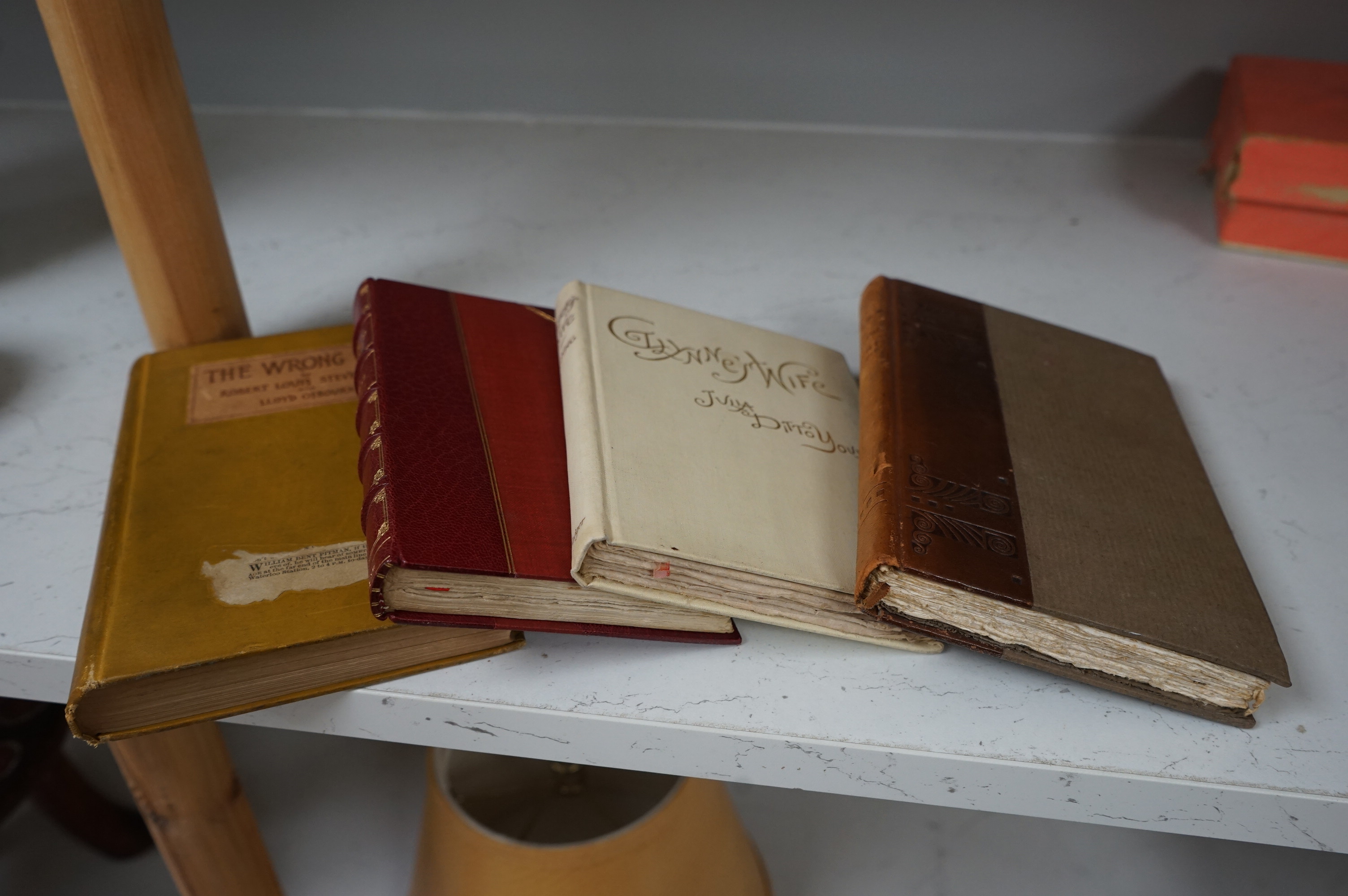 Stevenson (Robert Louis) and Lloyd Osbourne - The Wrong Box, first American edition, New York, 1889; Young, Julia Ditto - The Story of Glynne's Wife, Roycroft, New York, 1896; Lucas, E.V. - The Open Road, 1910, Hatchards